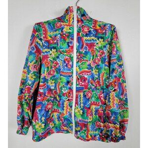 Vintage 90s Koret Francisca Womens Floral Print Zip-Up Jacket Small Multicolor